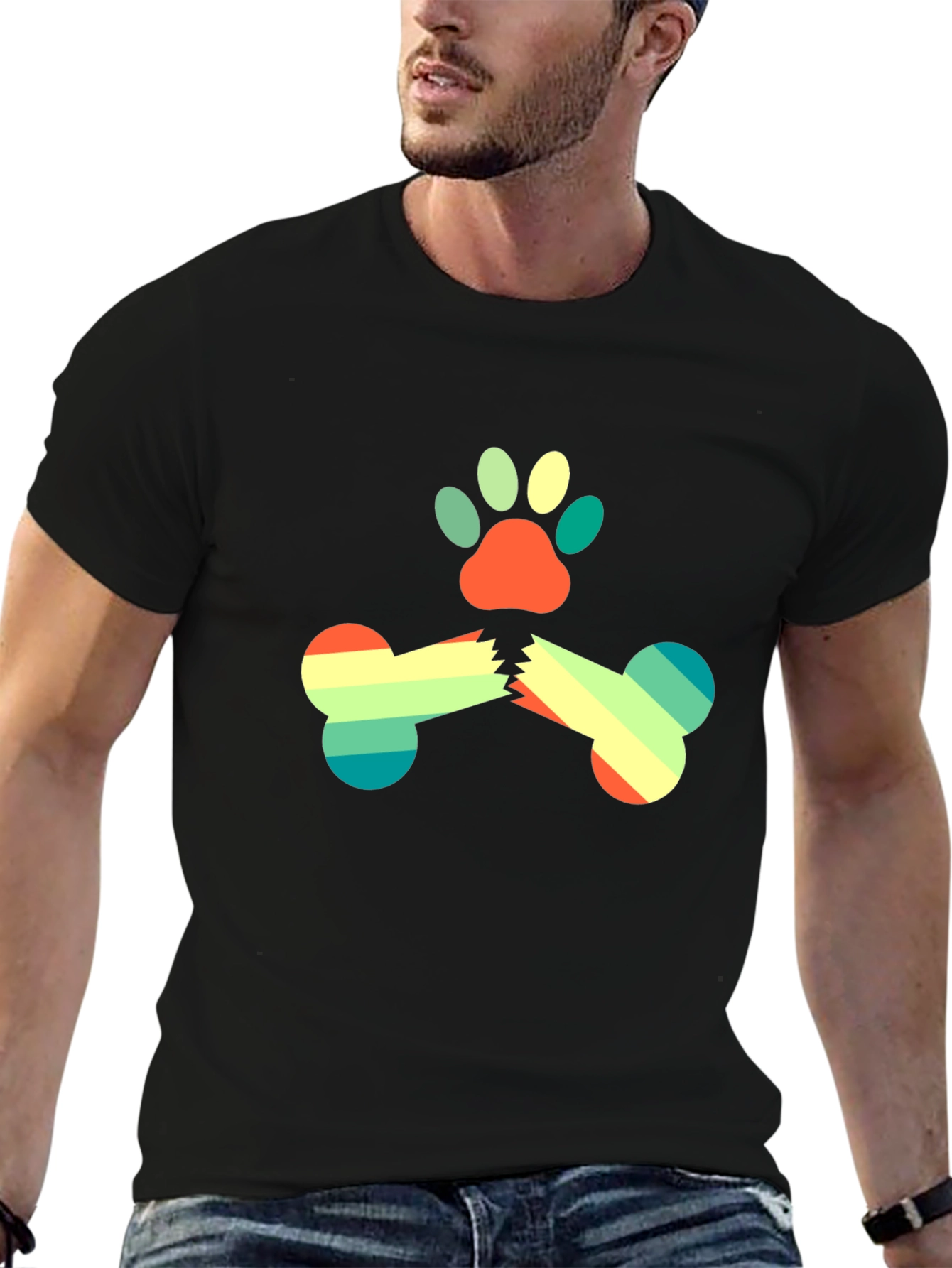 Retro Dog Paw & Bone Graphic Tee