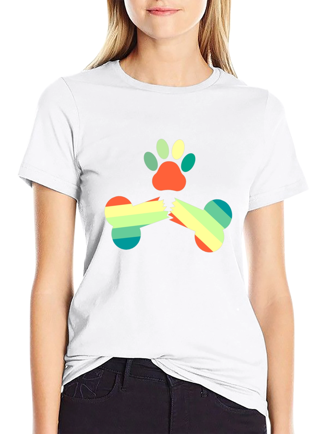 Retro Dog Paw & Bone Graphic Tee