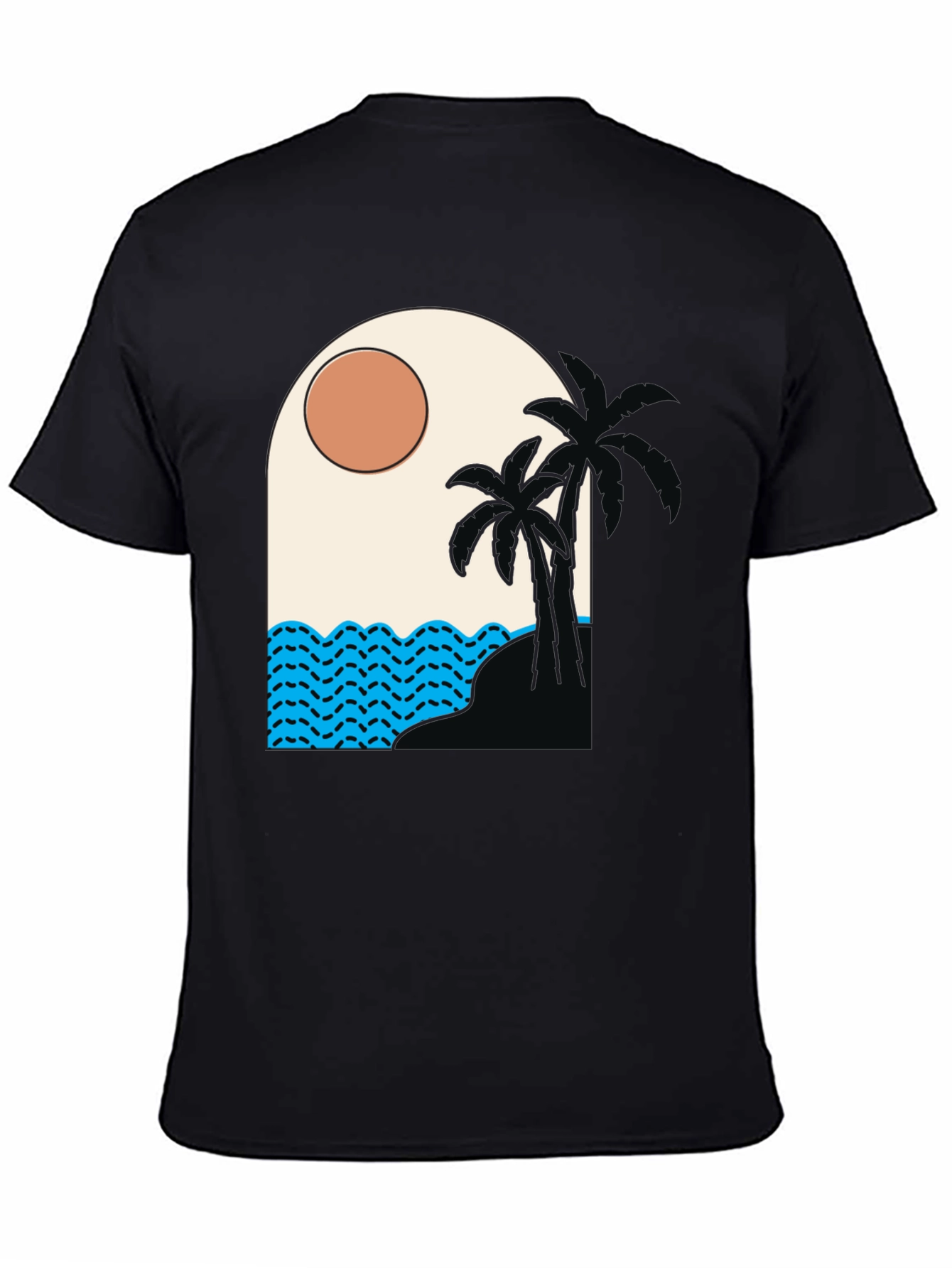 Tropical Palm Tree Beach Graphic T-Shirt