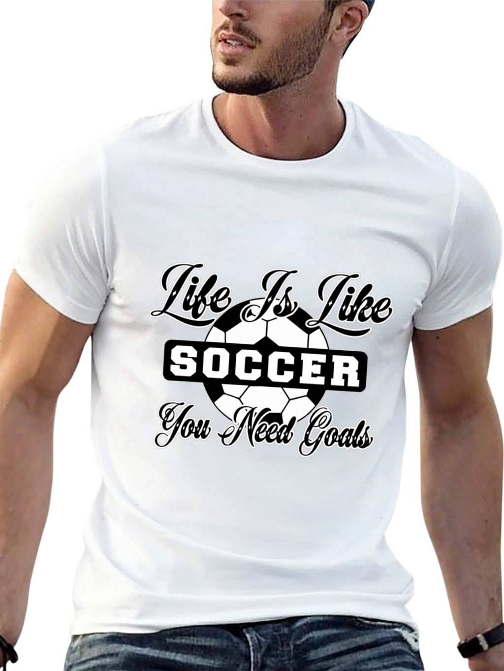 Life is Like Soccer Black T-Shirt - Goals Tee