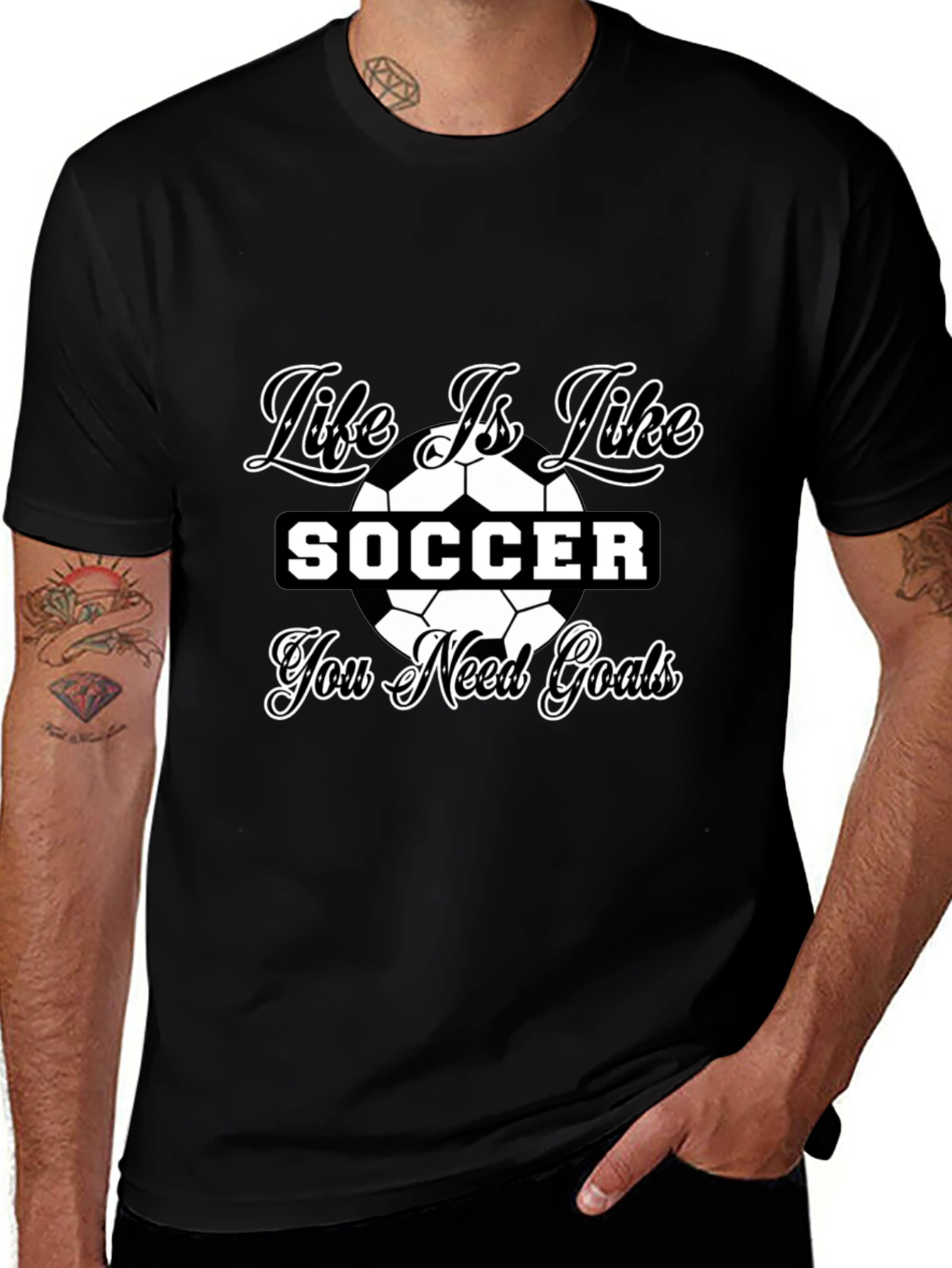 Life is Like Soccer Black T-Shirt - Goals Tee