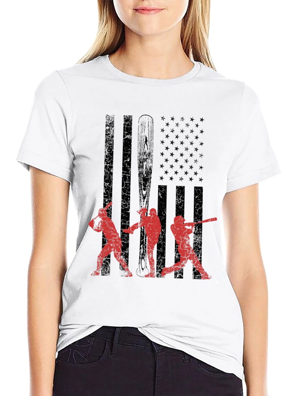 Baseball USA Flag Graphic T-Shirt