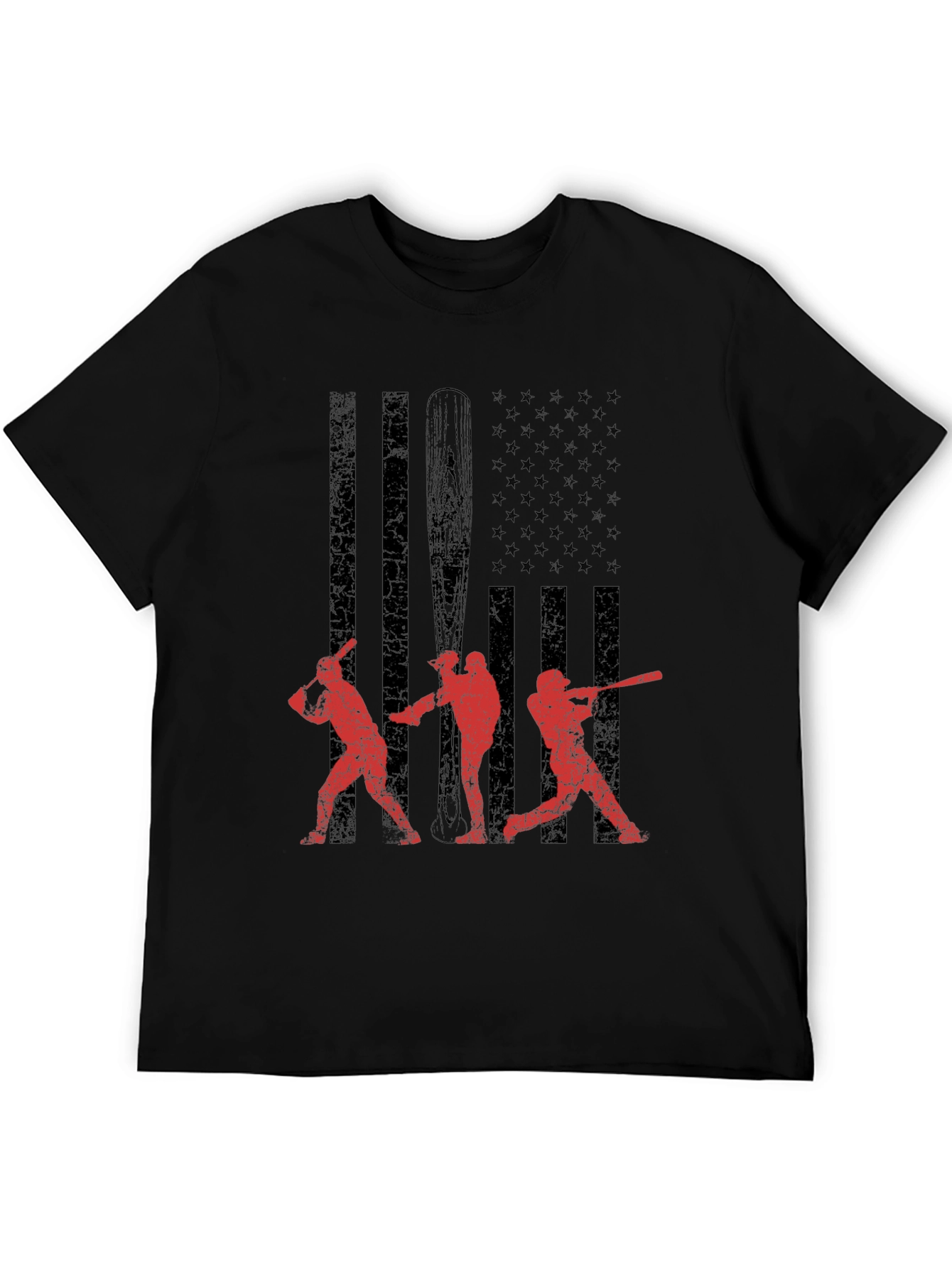 Baseball USA Flag Graphic T-Shirt