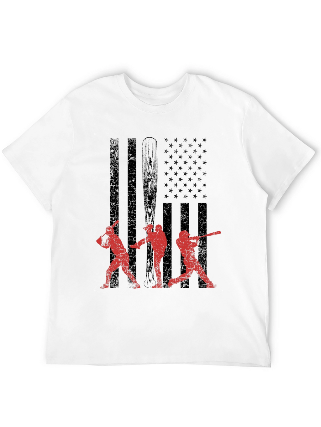 Baseball USA Flag Graphic T-Shirt