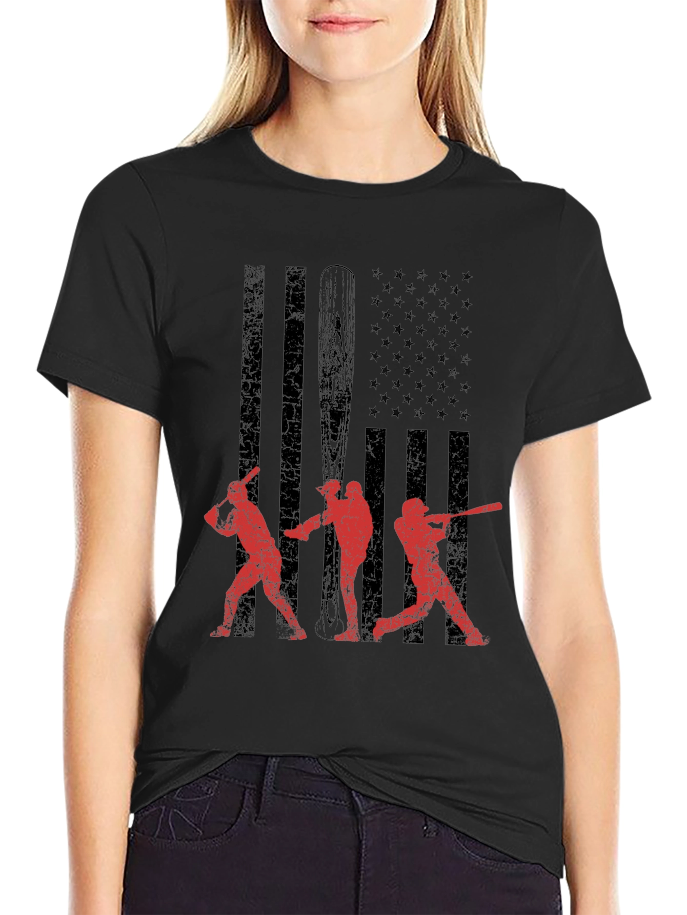 Baseball USA Flag Graphic T-Shirt