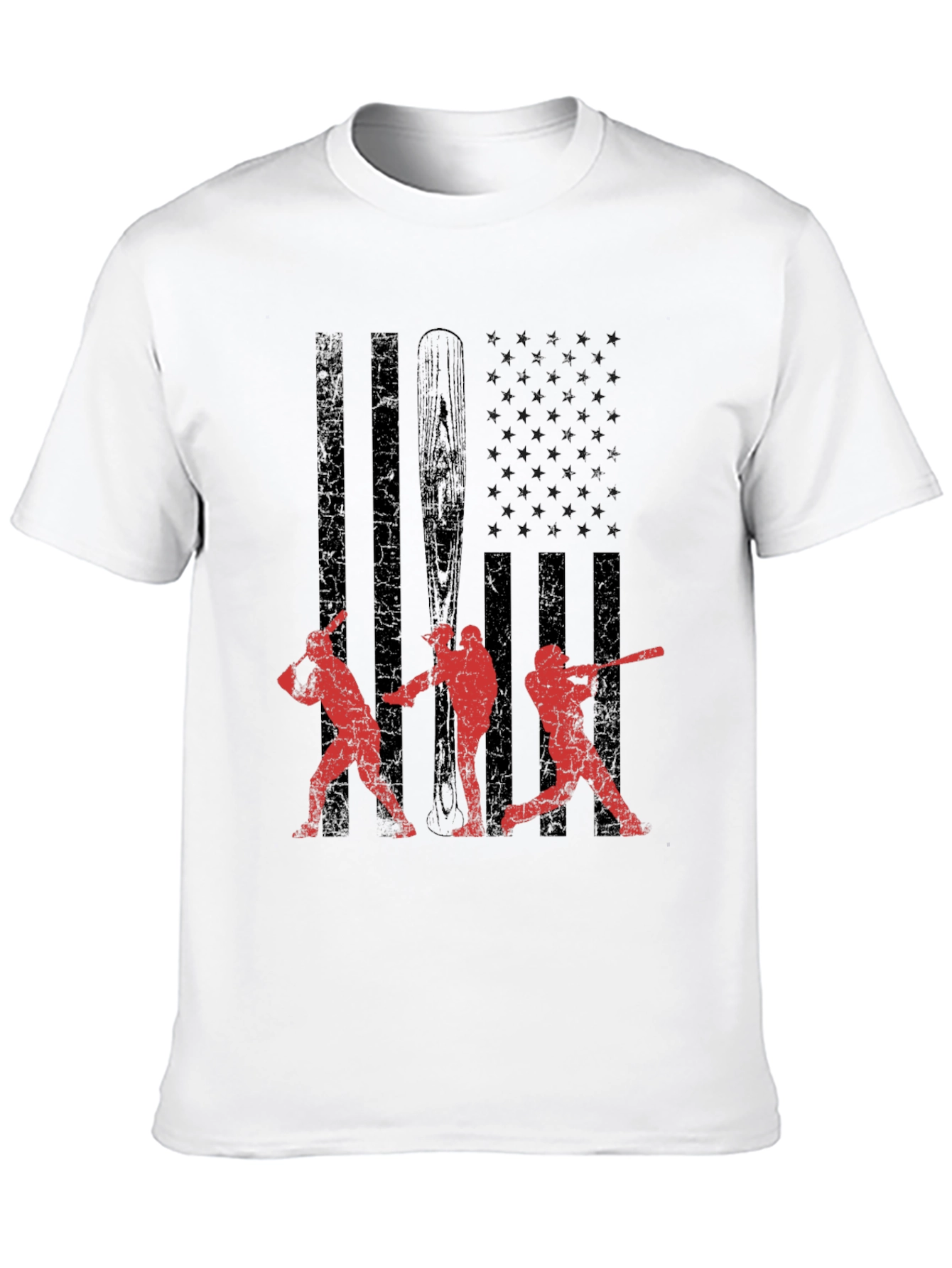 Baseball USA Flag Graphic T-Shirt