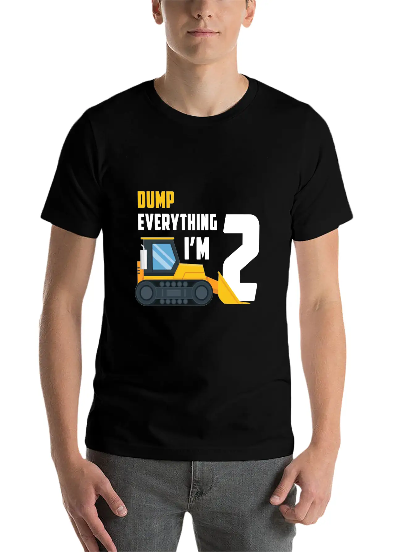 2nd Birthday Boy Toddler Construction Truck Gift Unisex Short Sleeve Soft Cotton T-Shirt – Casual Everyday Wear
