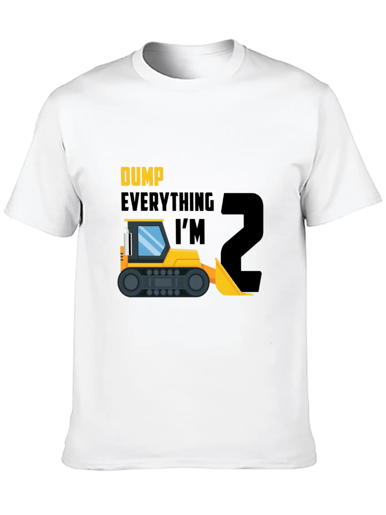 2nd Birthday Boy Toddler Construction Truck Gift Unisex Short Sleeve Soft Cotton T-Shirt – Casual Everyday Wear