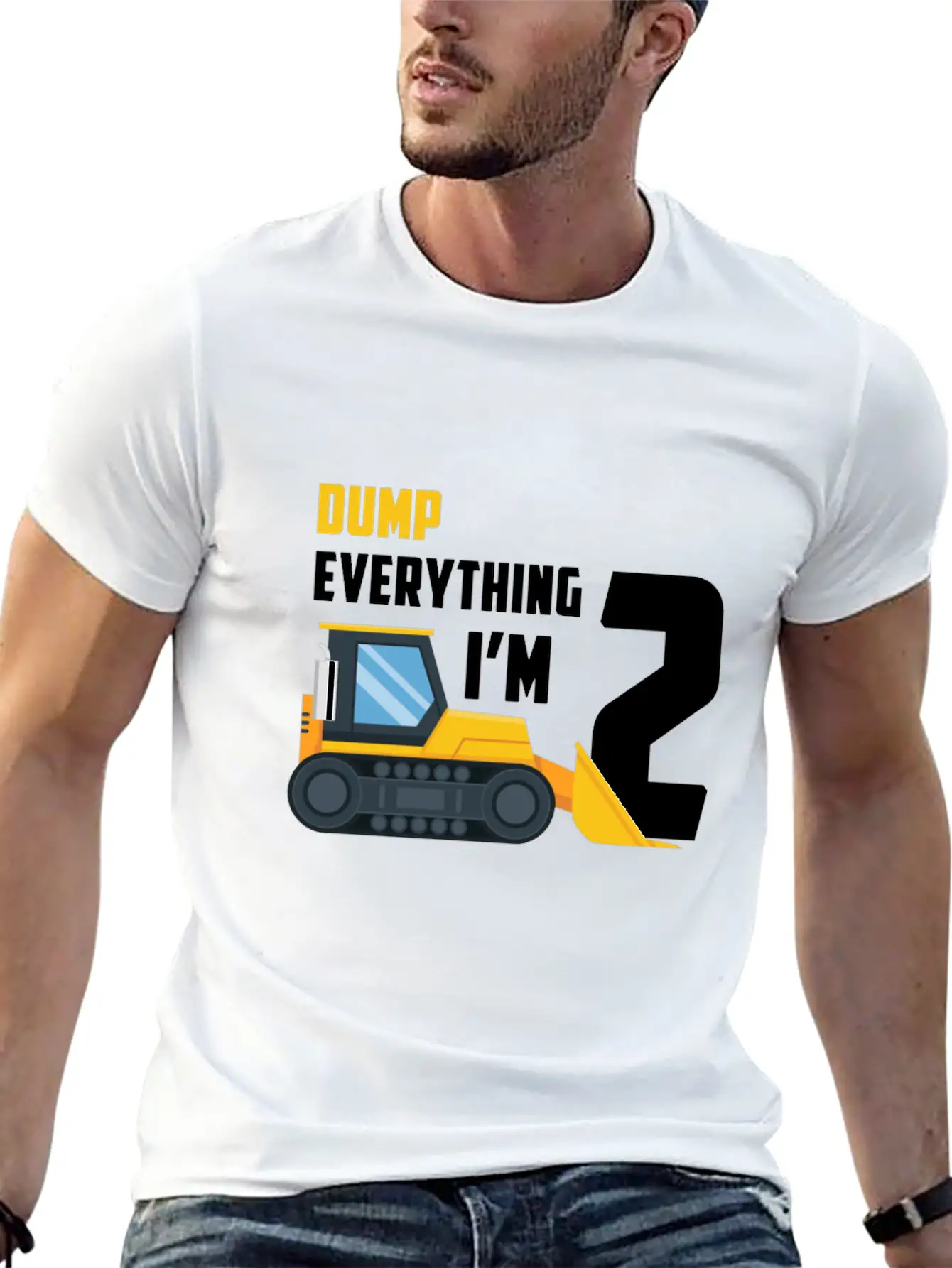 2nd Birthday Boy Toddler Construction Truck Gift Unisex Short Sleeve Soft Cotton T-Shirt – Casual Everyday Wear