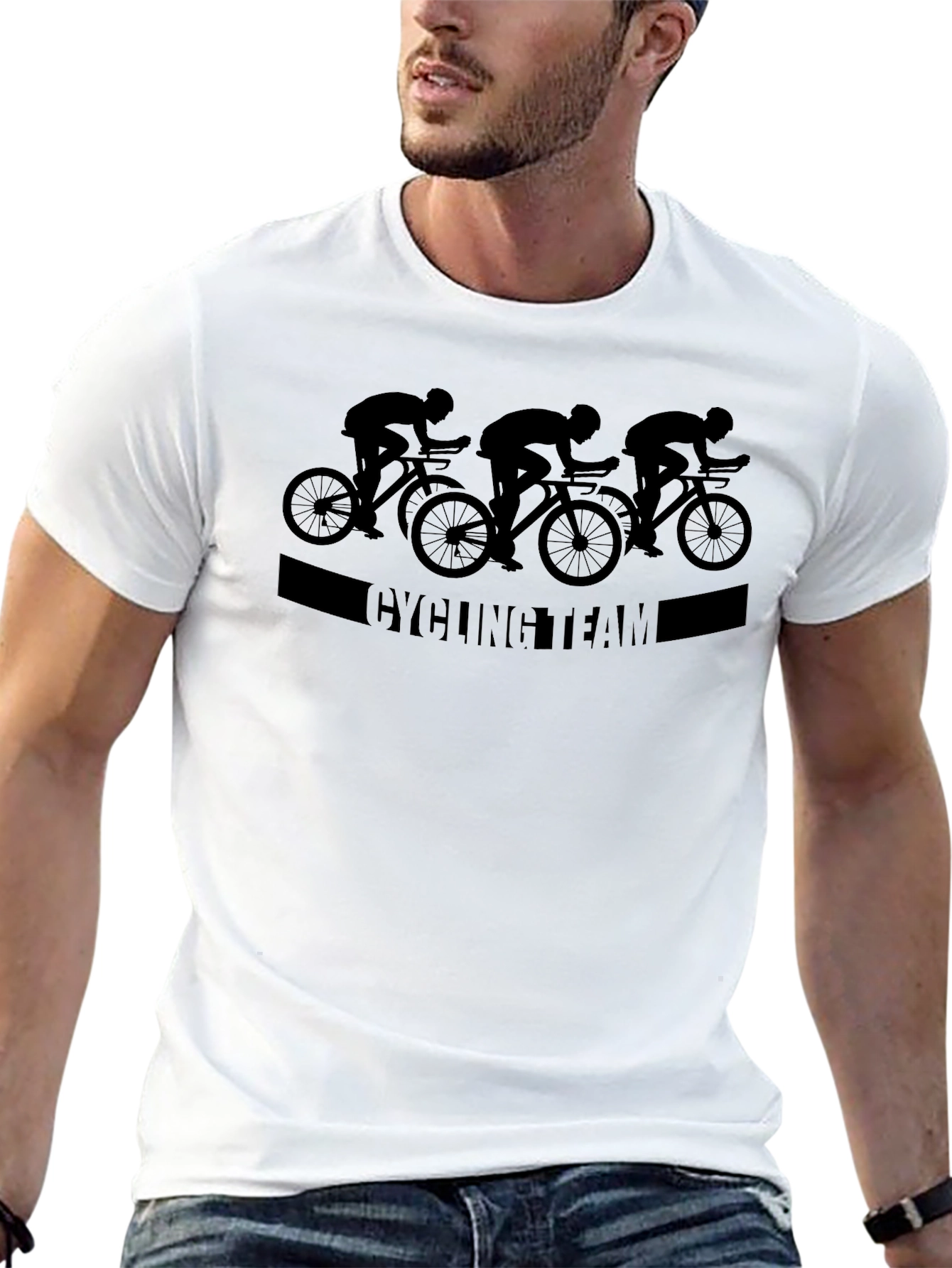 Cycling Team Graphic Tee - Black Cotton T-Shirt