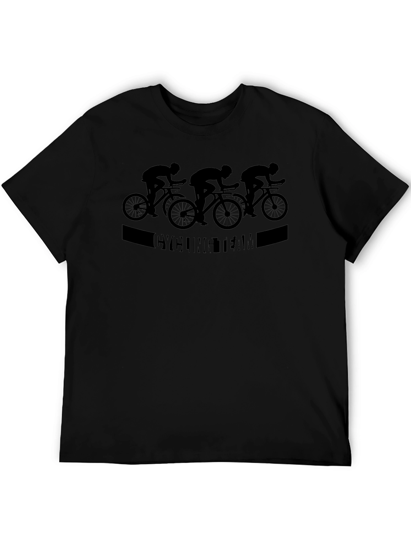 Cycling Team Graphic Tee - Black Cotton T-Shirt