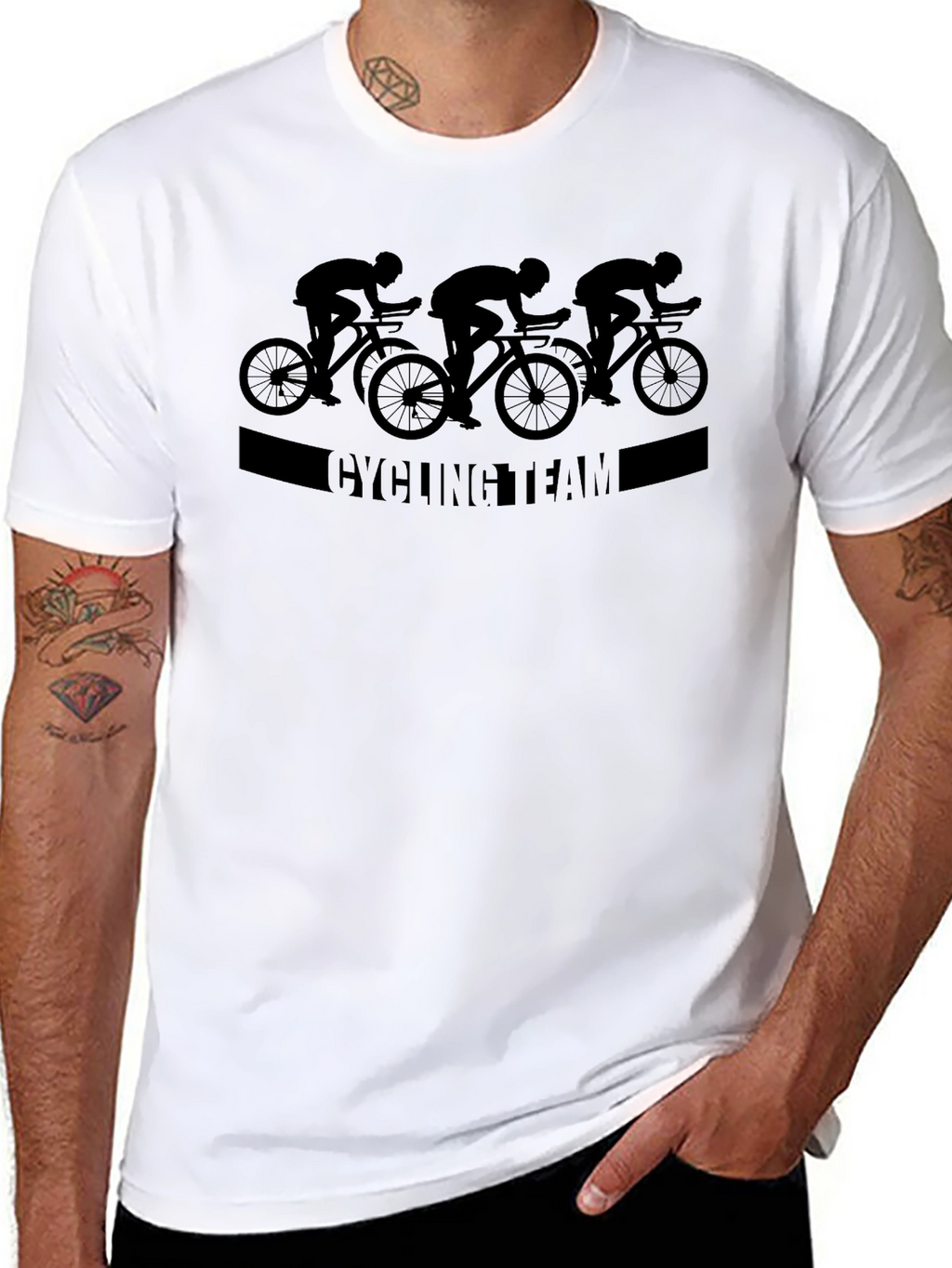 Cycling Team Graphic Tee - Black Cotton T-Shirt