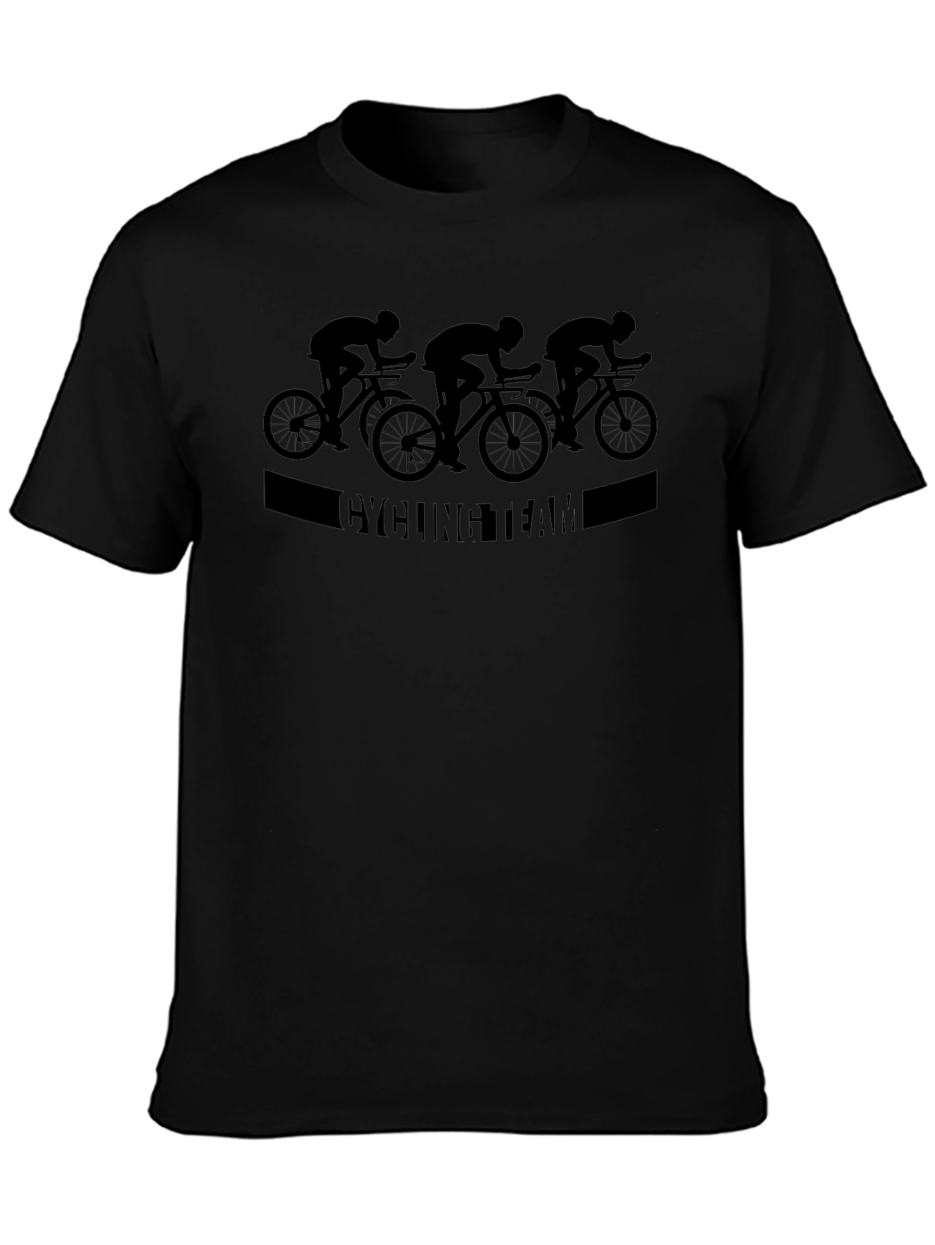 Cycling Team Graphic Tee - Black Cotton T-Shirt