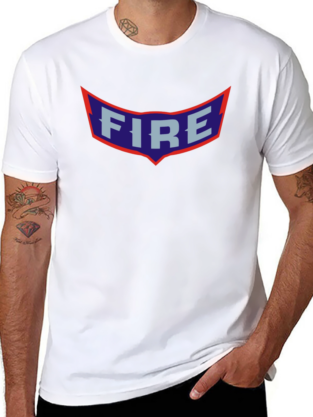 Retro FIRE Graphic Print Black T-Shirt