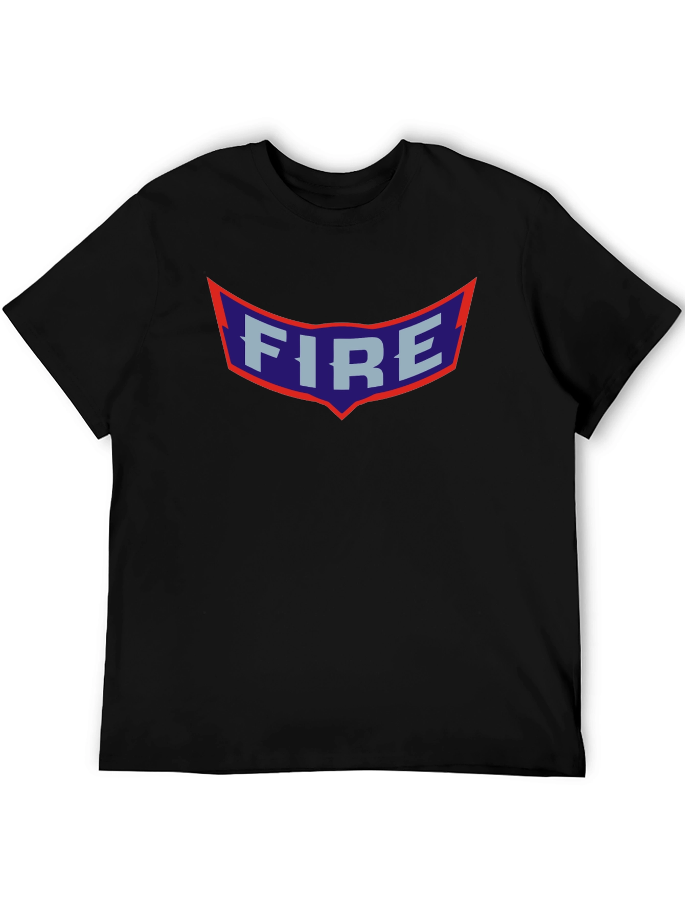Retro FIRE Graphic Print Black T-Shirt