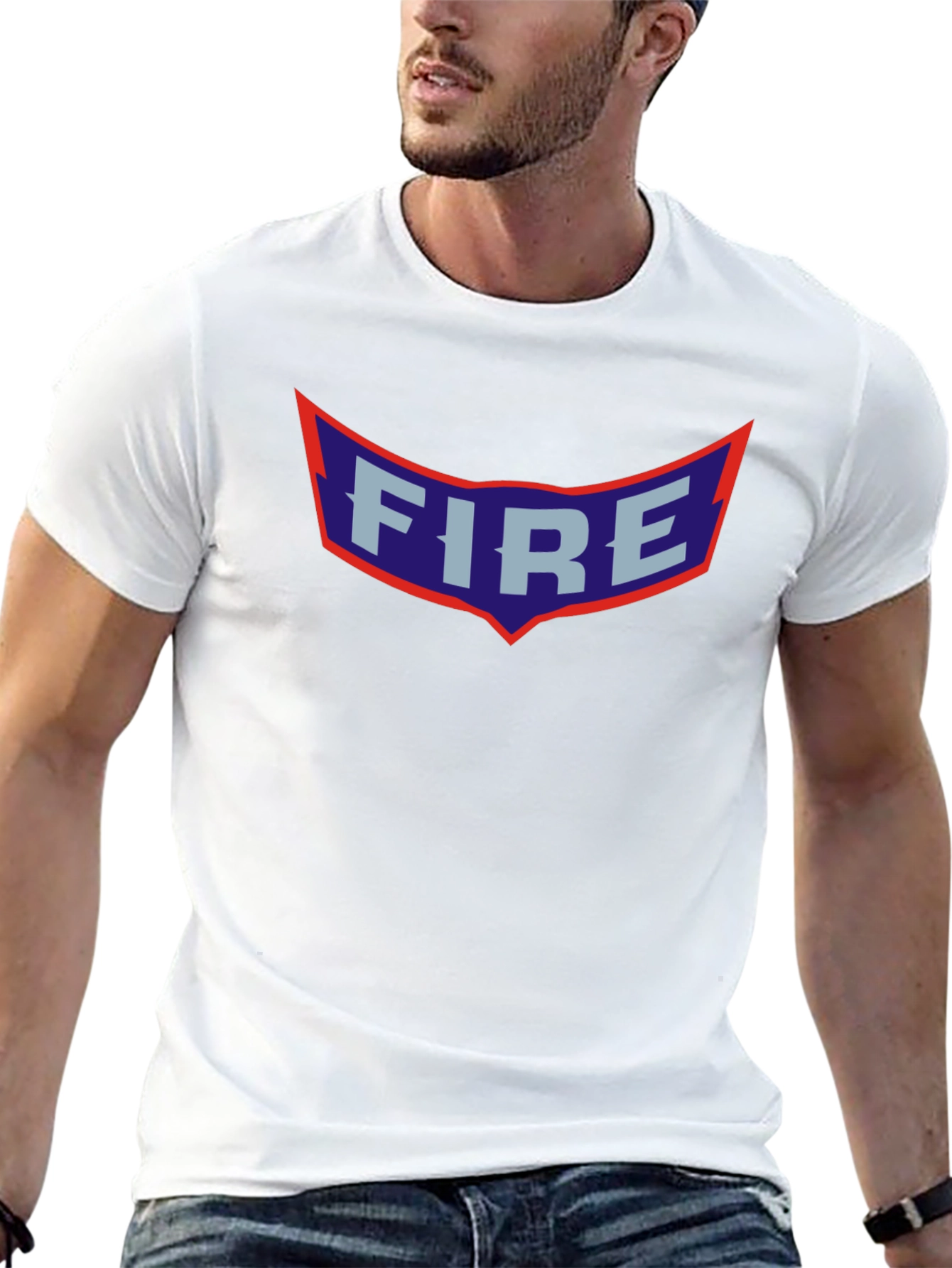 Retro FIRE Graphic Print Black T-Shirt