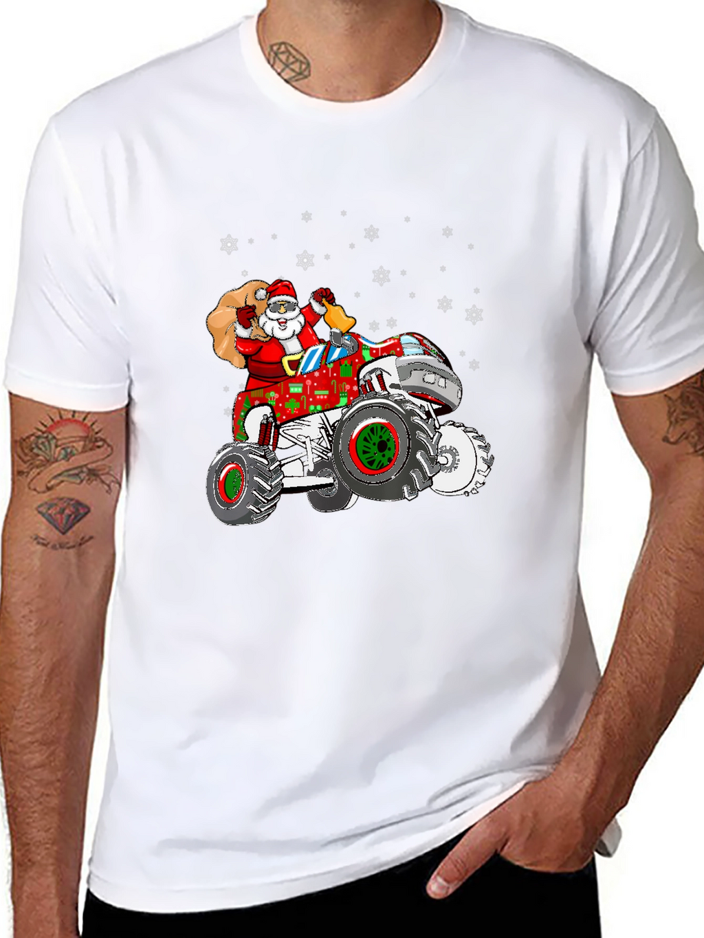 Santa Monster Truck Christmas T-Shirt