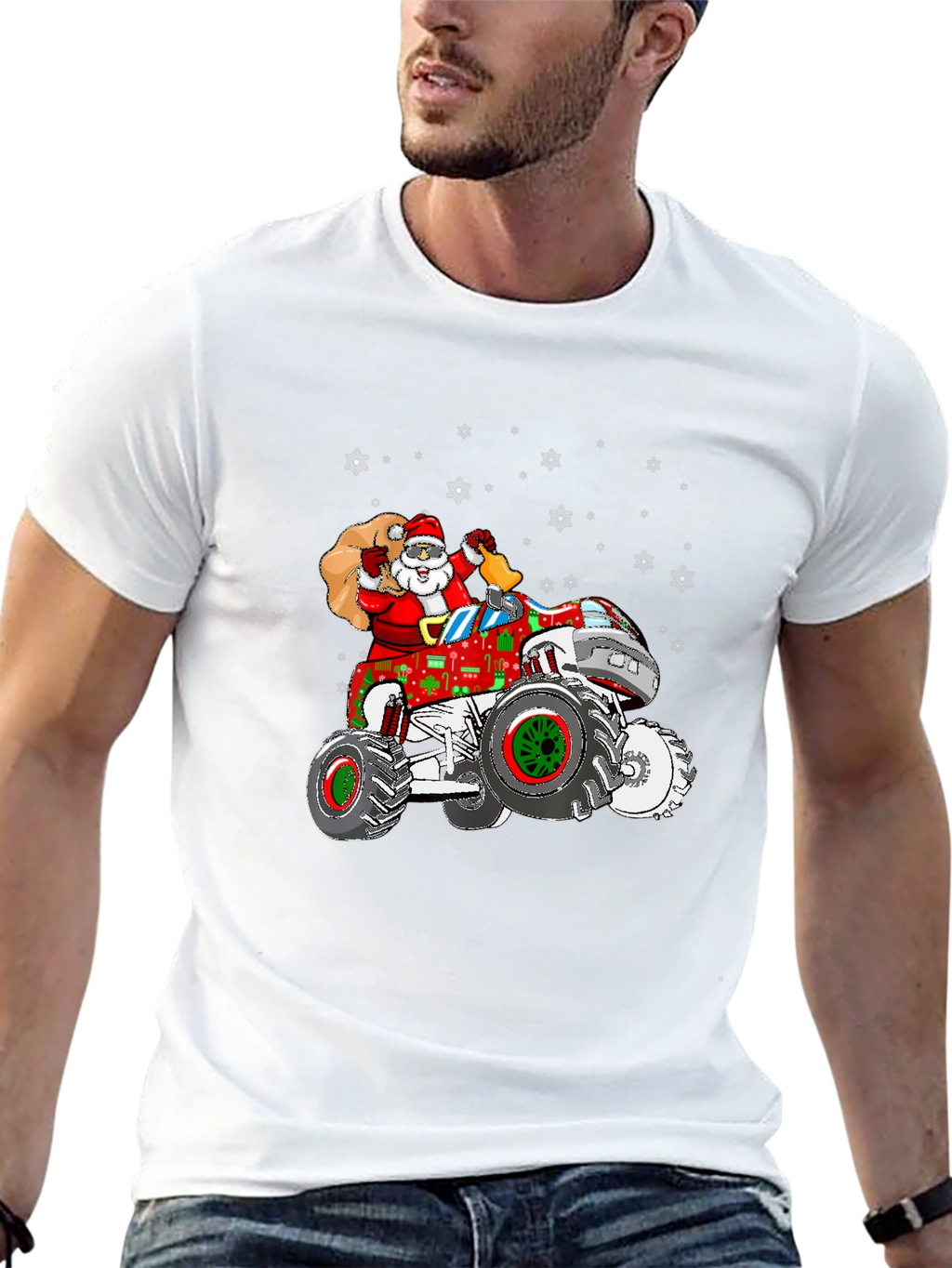 Santa Monster Truck Christmas T-Shirt