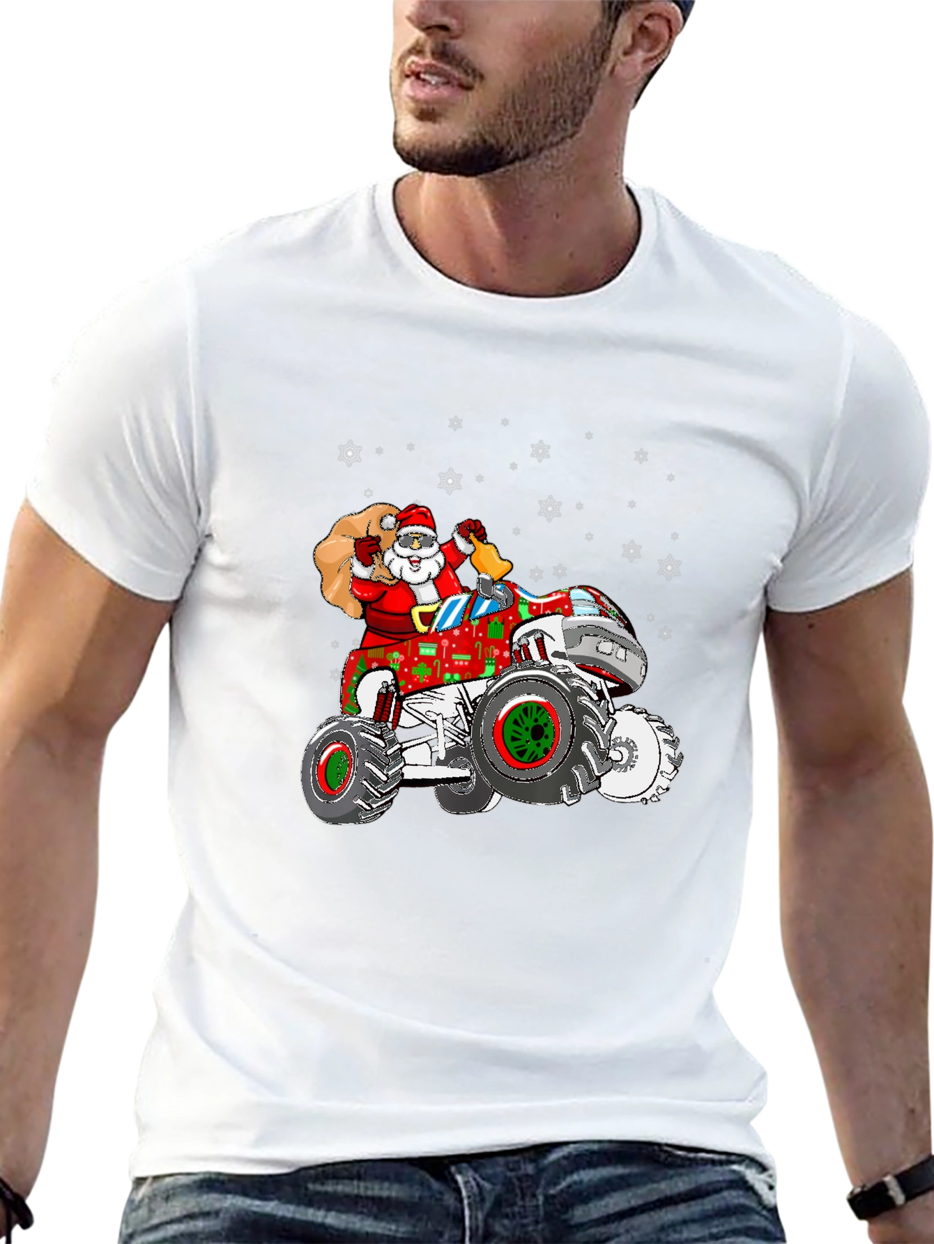 Santa Monster Truck Christmas T-Shirt