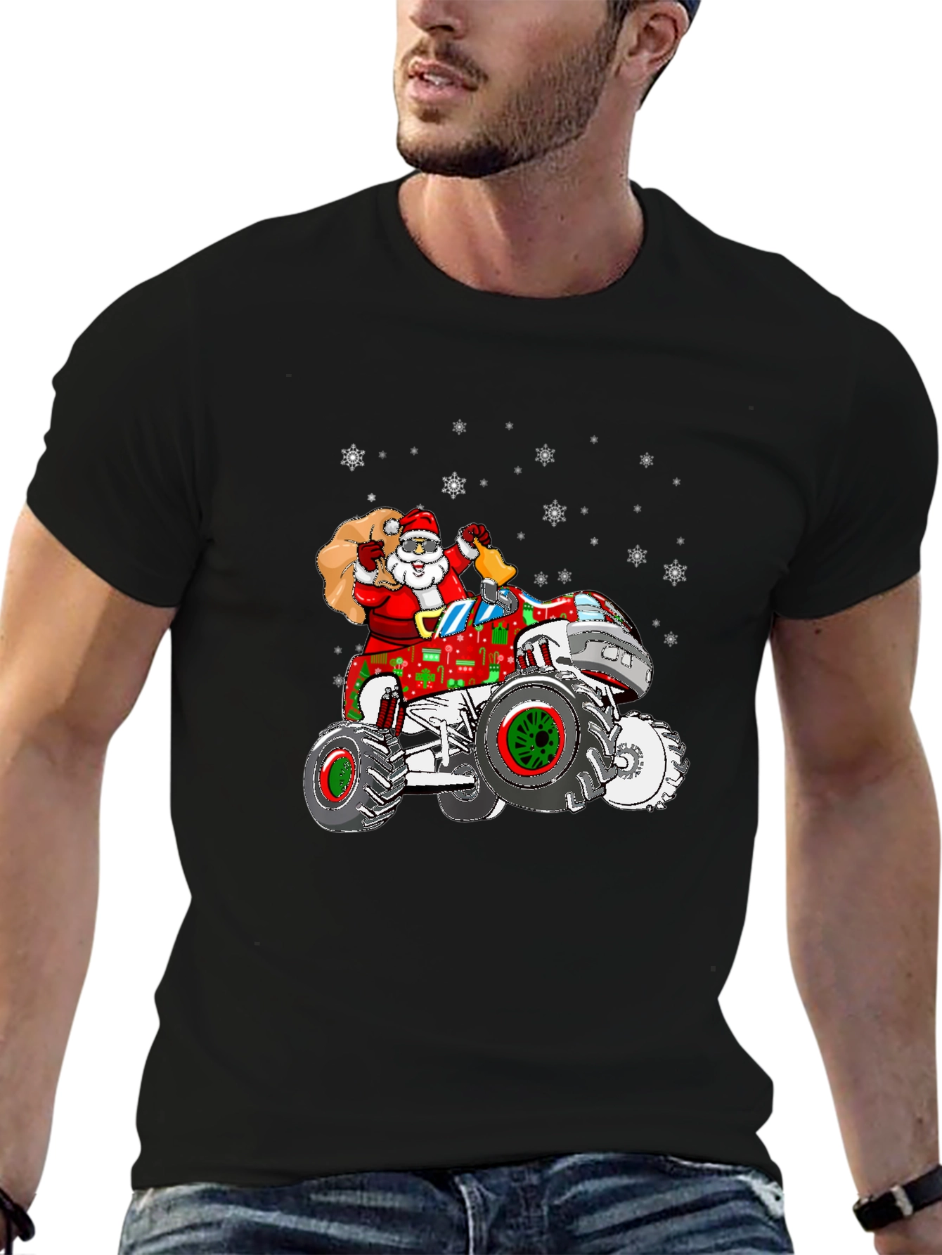 Santa Monster Truck Christmas T-Shirt