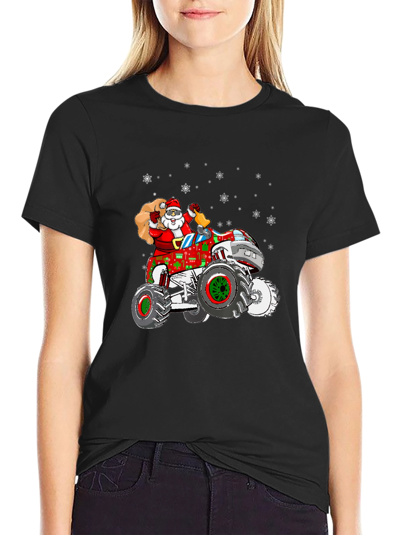 Santa Monster Truck Christmas T-Shirt