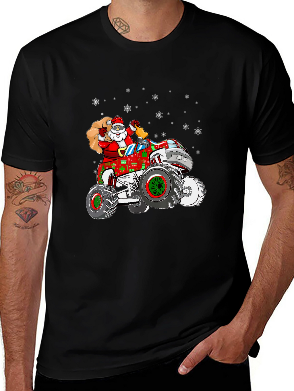 Santa Monster Truck Christmas T-Shirt