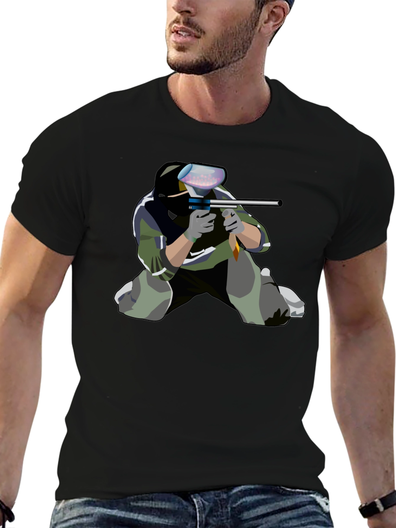 Paintball Player Graphic Tee - Black