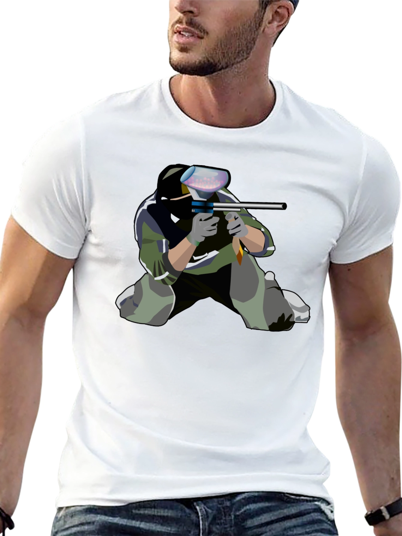 Paintball Player Graphic Tee - Black