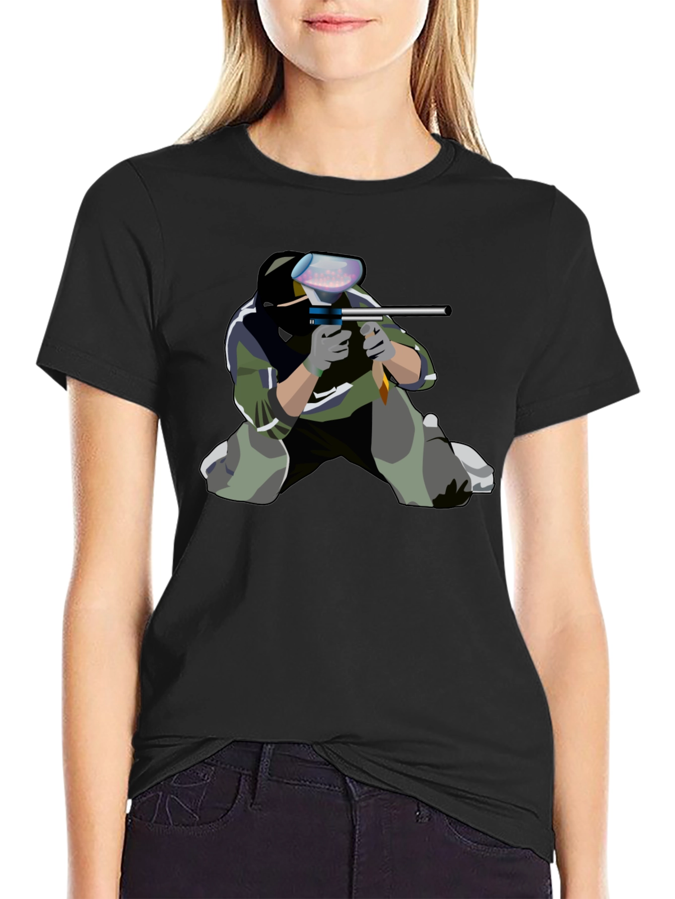 Paintball Player Graphic Tee - Black