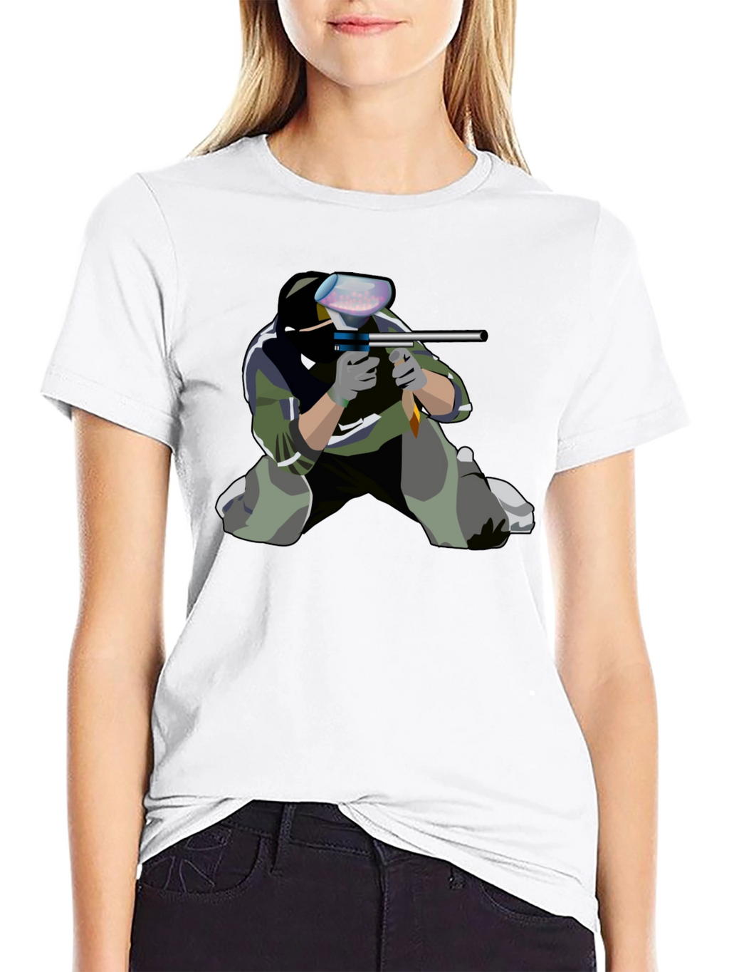Paintball Player Graphic Tee - Black