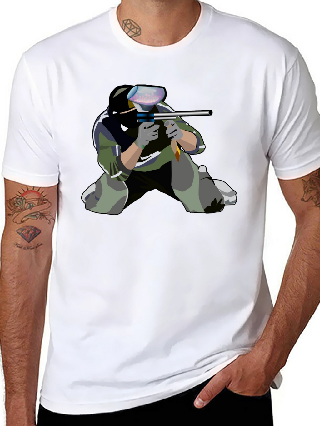 Paintball Player Graphic Tee - Black