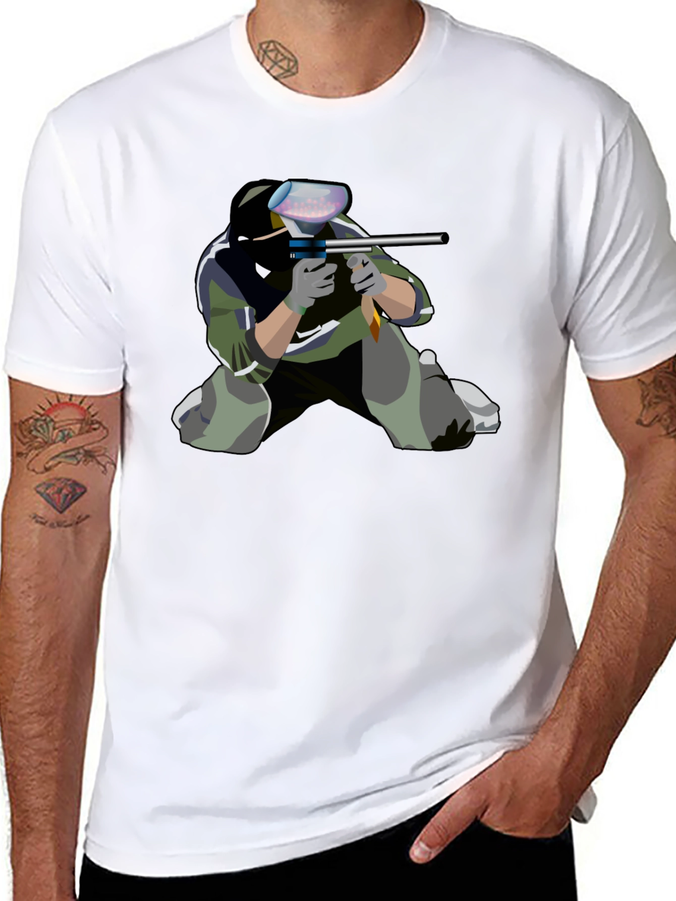 Paintball Player Graphic Tee - Black