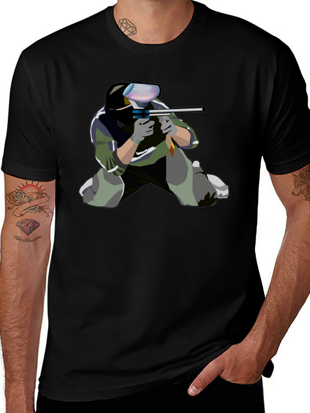 Paintball Player Graphic Tee - Black