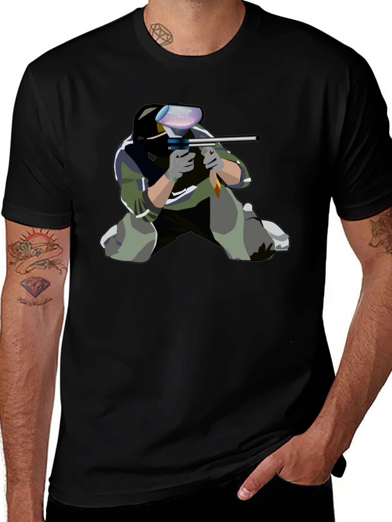 Paintball Player Graphic Tee - Black