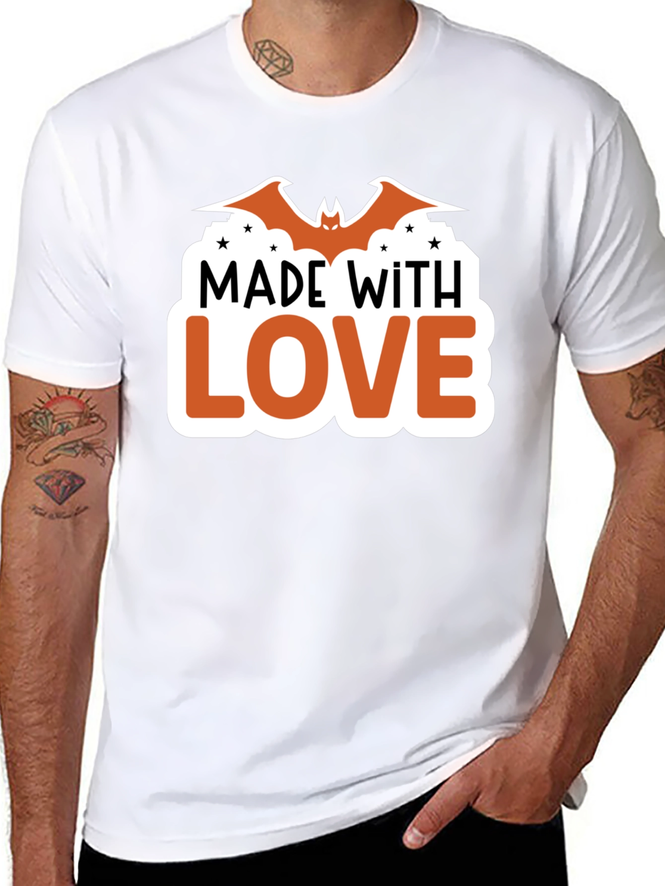 Made With Love Bat Halloween T-Shirt
