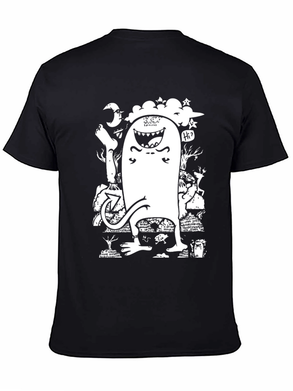 Monster Graphic T-Shirt - Funky Black Tee