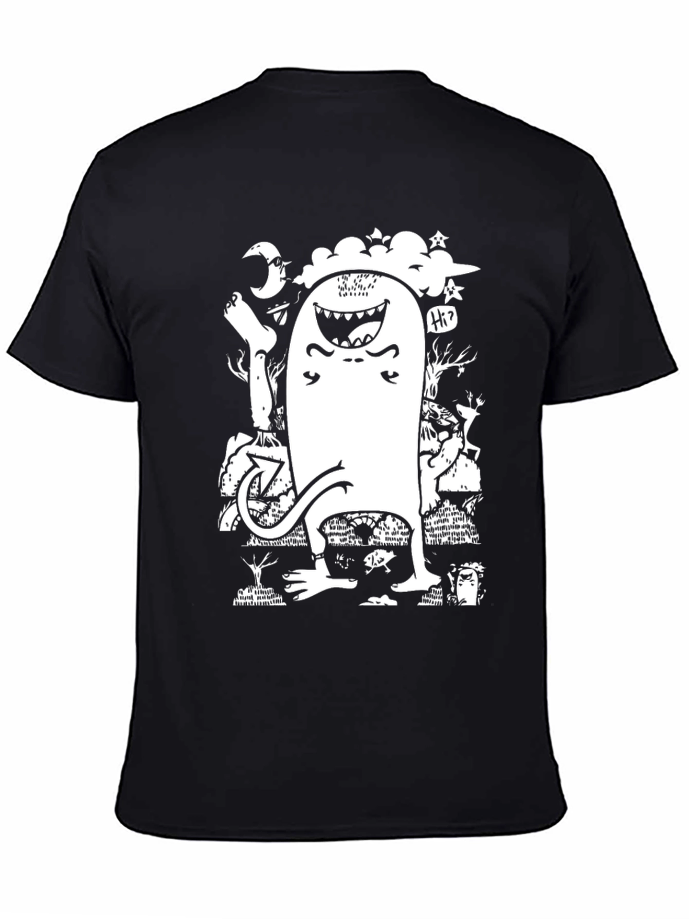 Monster Graphic T-Shirt - Funky Black Tee