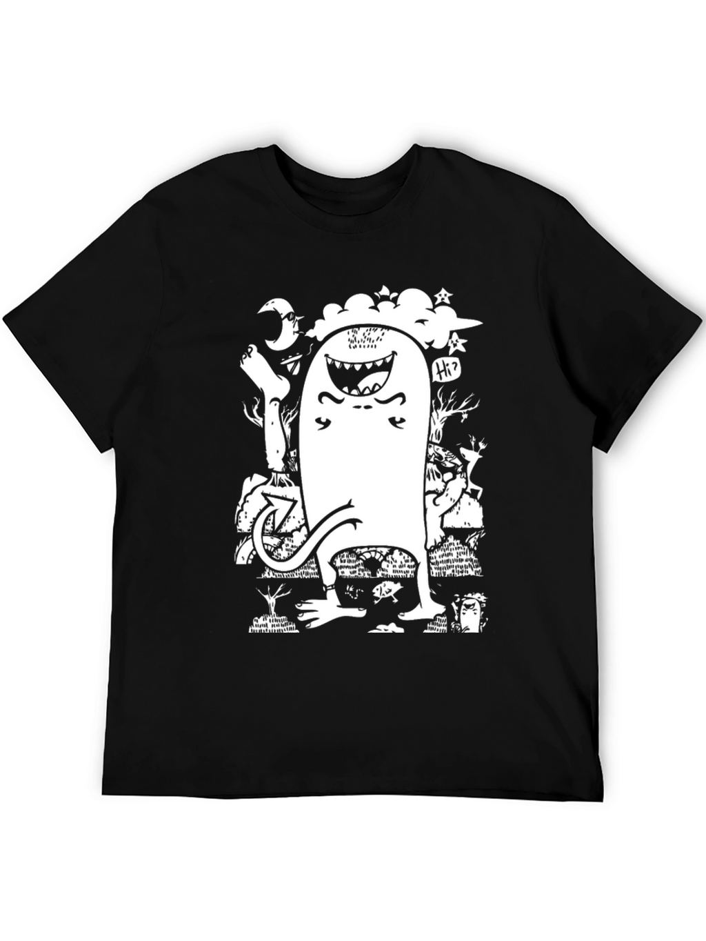 Monster Graphic T-Shirt - Funky Black Tee