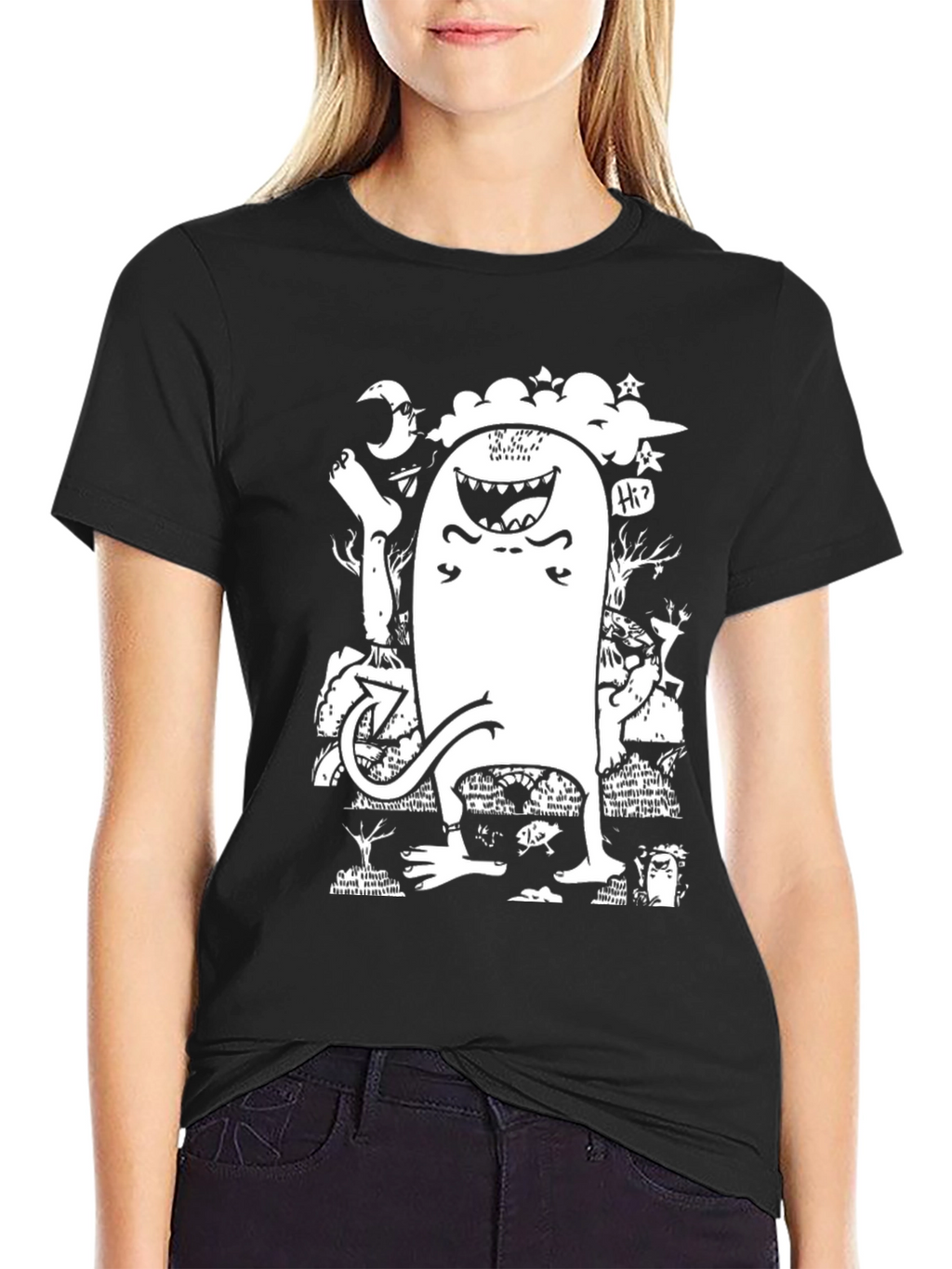 Monster Graphic T-Shirt - Funky Black Tee