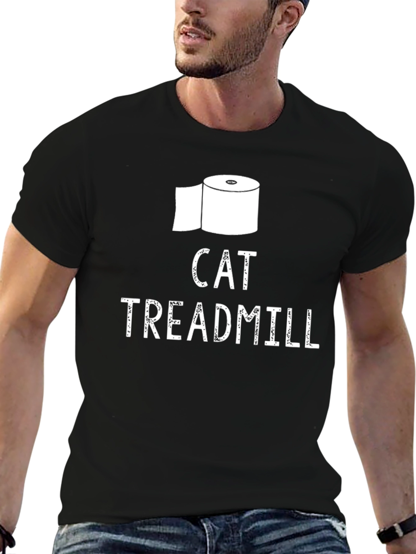 Cat Treadmill T-Shirt Funny Toilet Paper Tee