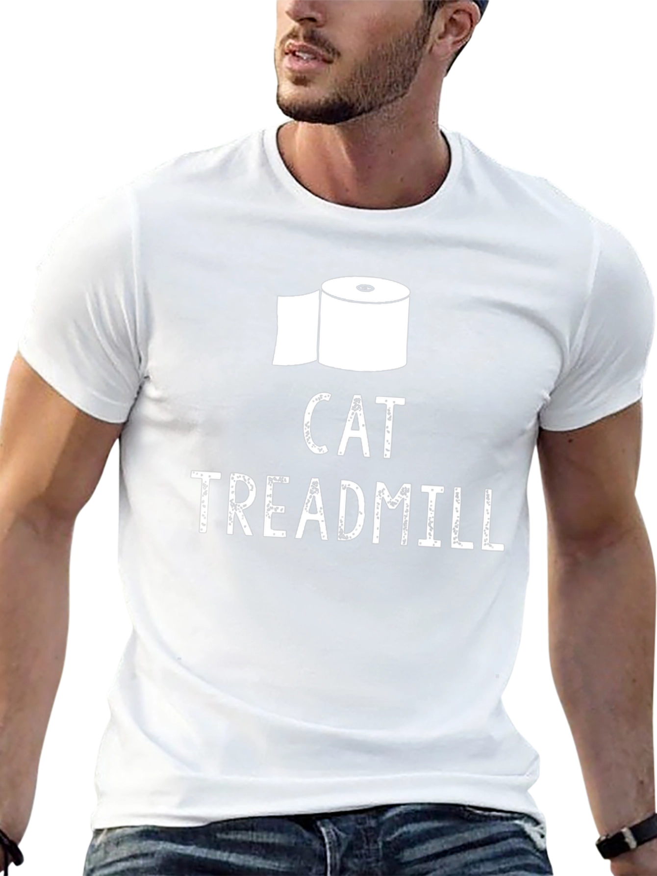 Cat Treadmill T-Shirt Funny Toilet Paper Tee