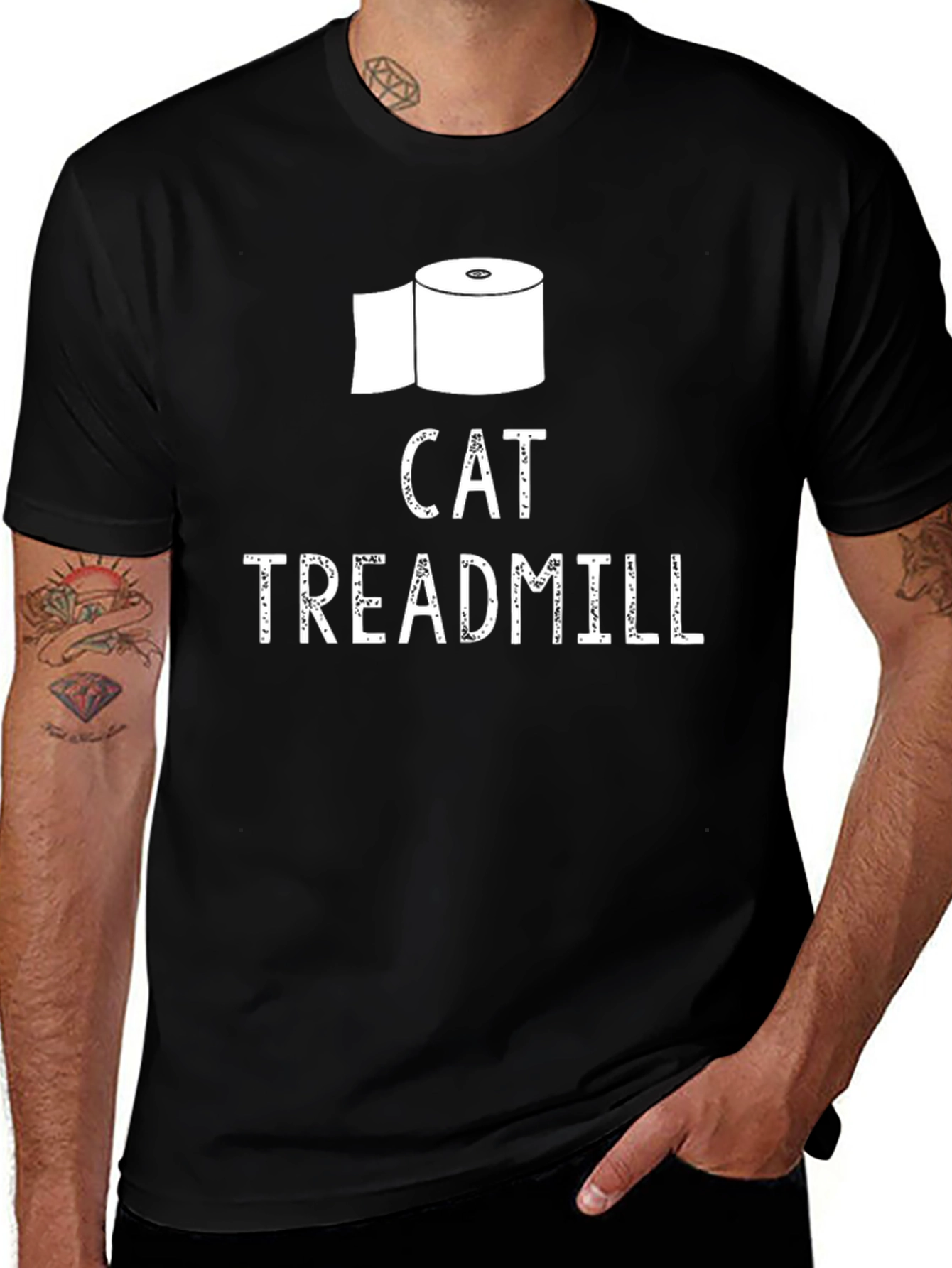 Cat Treadmill T-Shirt Funny Toilet Paper Tee