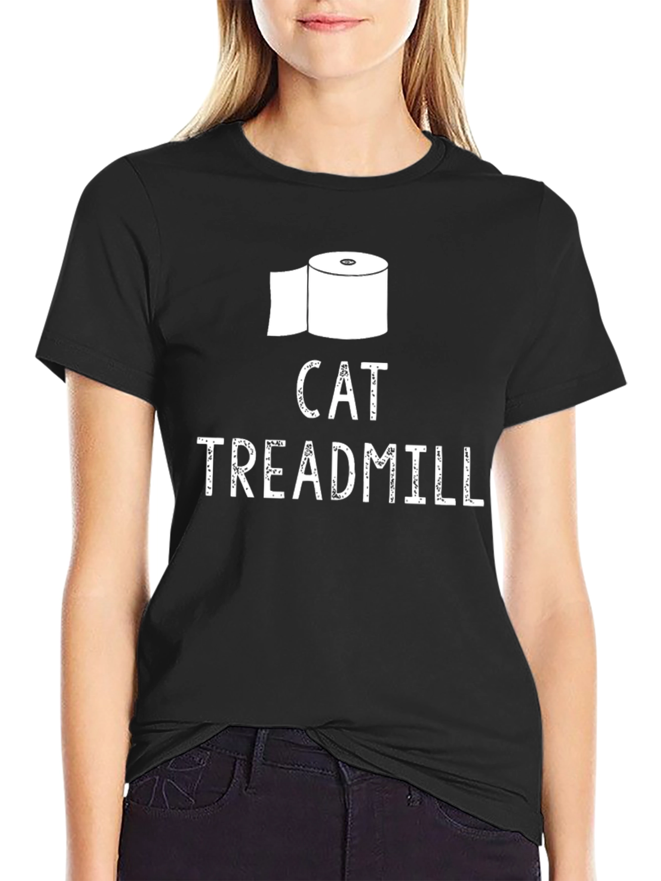 Cat Treadmill T-Shirt Funny Toilet Paper Tee