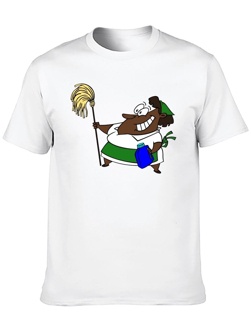 Cartoon Cleaning Lady Black T-Shirt