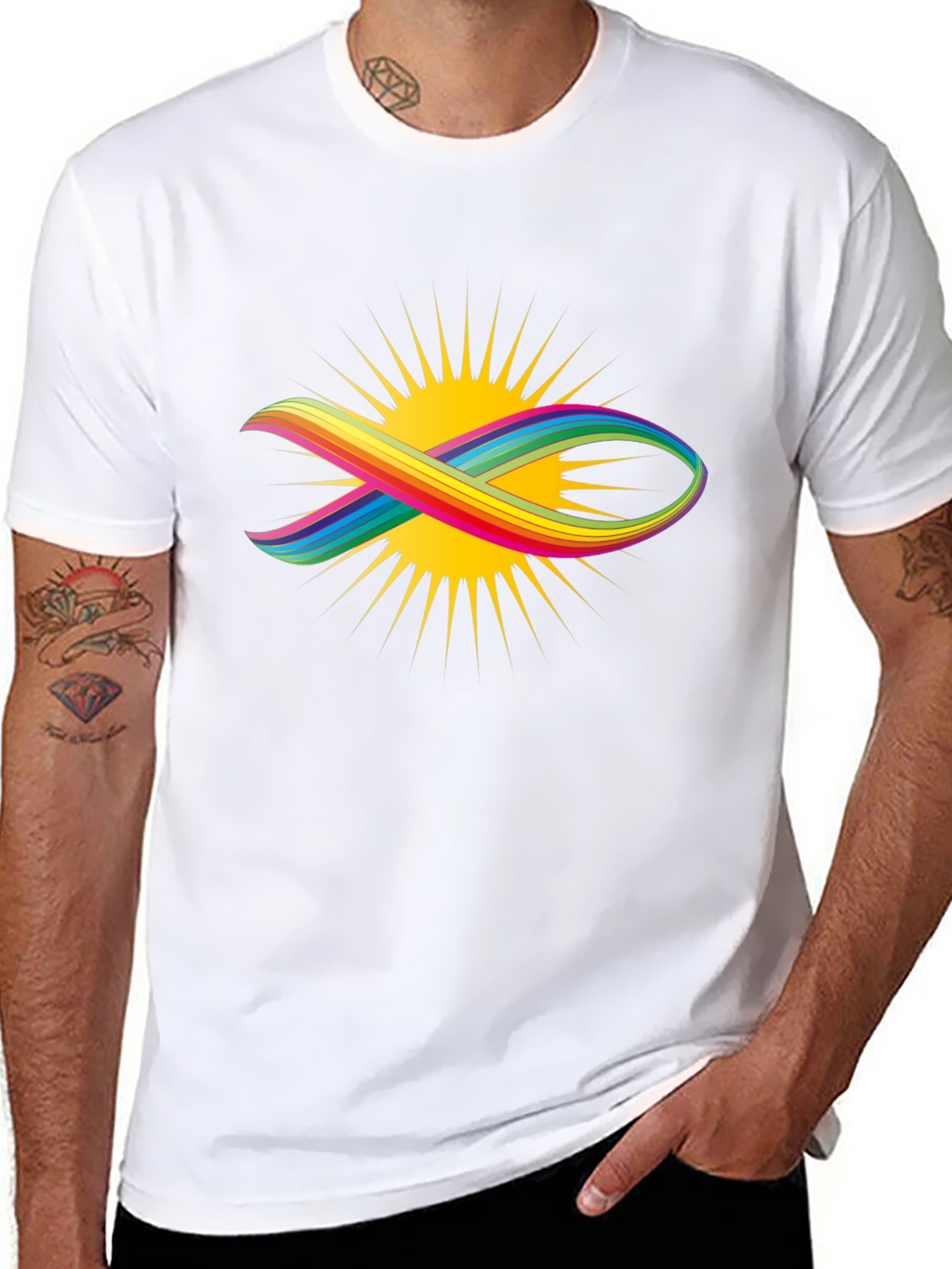 Rainbow Fish Graphic Black Tee