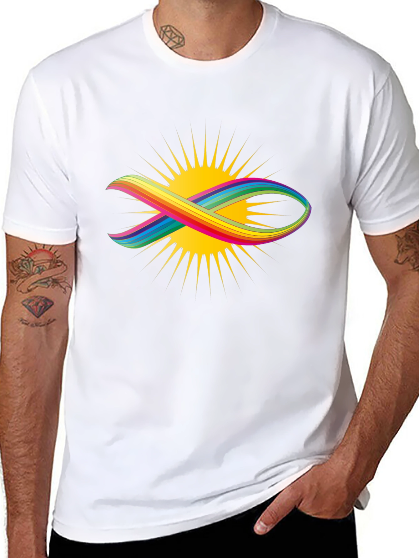 Rainbow Fish Graphic Black Tee