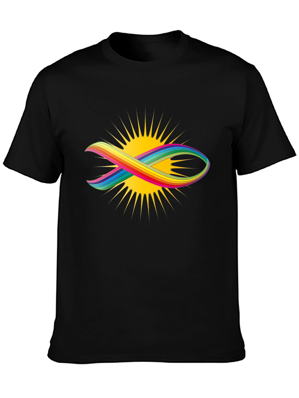 Rainbow Fish Graphic Black Tee