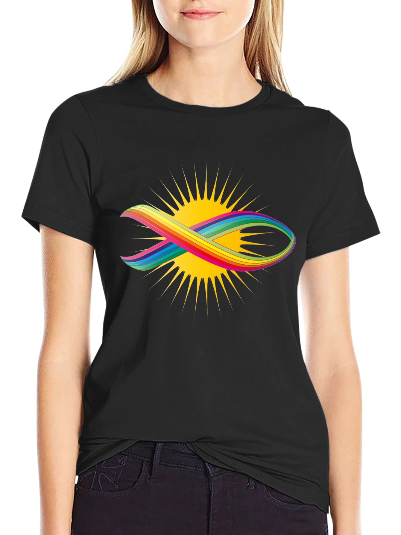 Rainbow Fish Graphic Black Tee