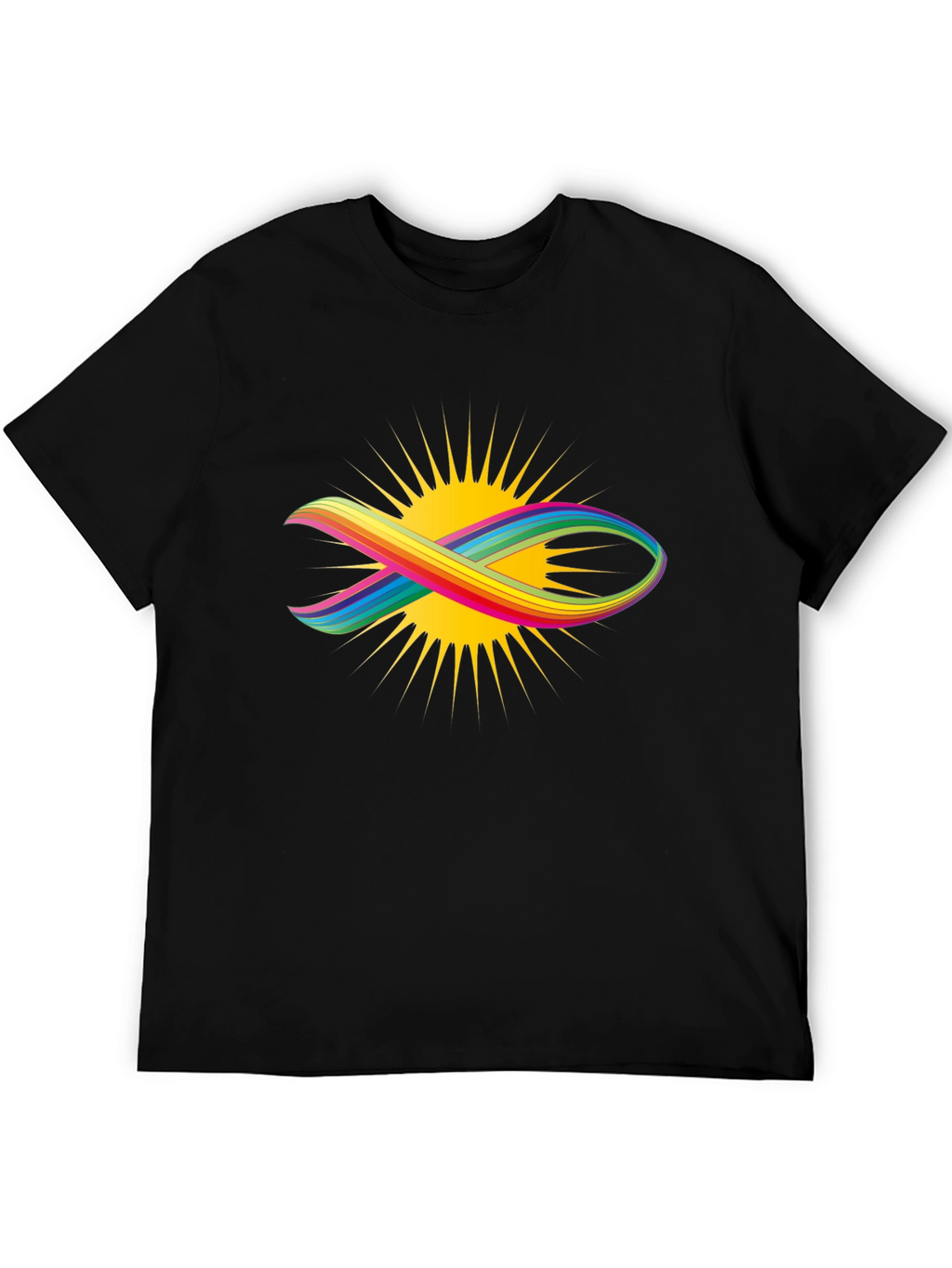 Rainbow Fish Graphic Black Tee