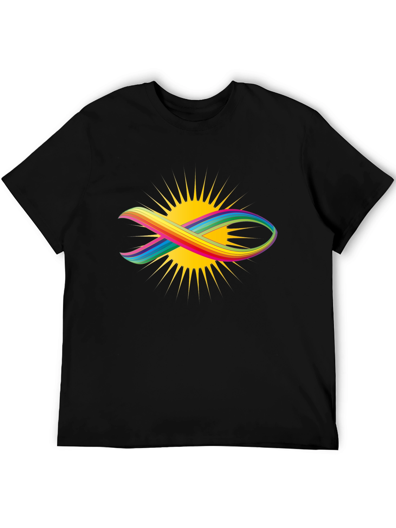 Rainbow Fish Graphic Black Tee